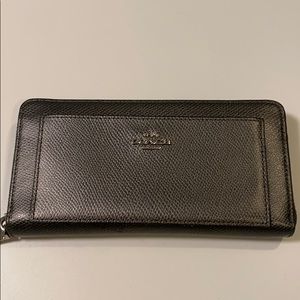 Coach Gray Leather Zip Wallet